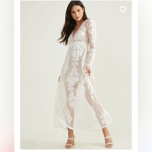 NEW Altard State Cream Norrie Boho Lace Maxi Dress Size XS NWT Long Sleeve
